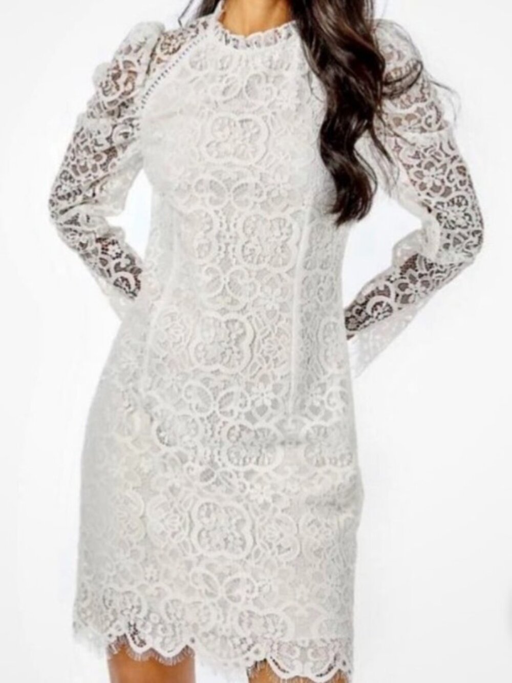 NWT Lilly Pulitzer Averi White Lace Puff Sleeve Floral Mini Dress. Size 0